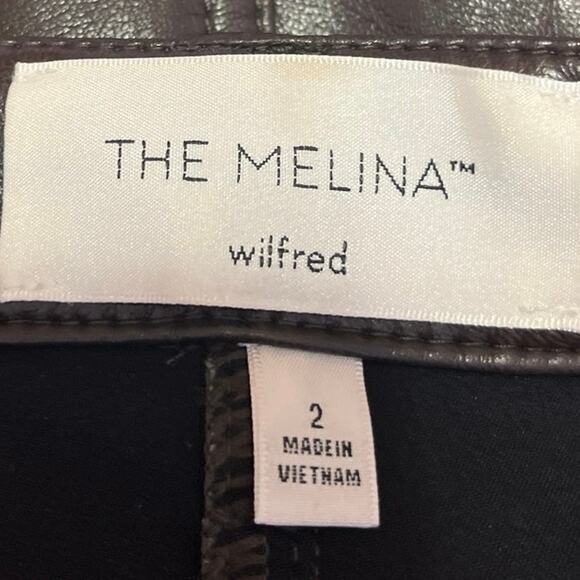 Aritzia Wilfred The Melina Tan Faux Leather High Rise Straight Trousers Pants 2 - Picture 4 of 5